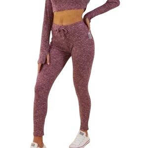 Gymshark Ribbed Lounge Joggers In Maroon Marl